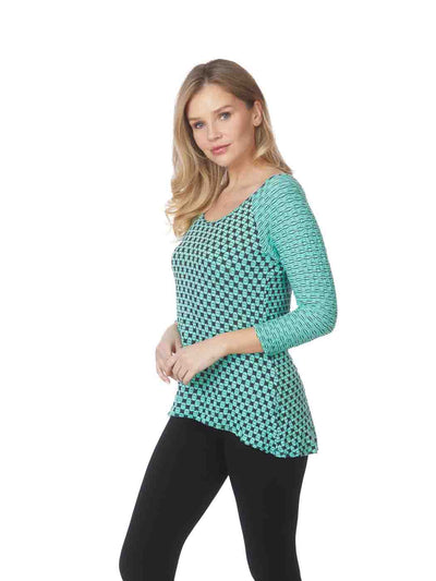 Tianello  Knit Jersey Jacquard  "Olivia" Tunic-Aqua Haze