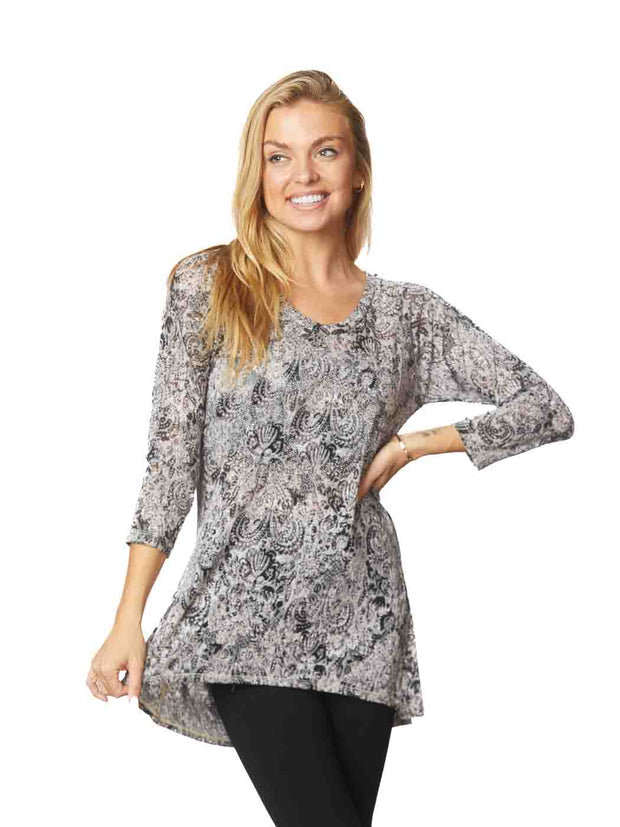 Tianello "Mirabella" Print Knit Jersey Burnout "Livia" Tunic