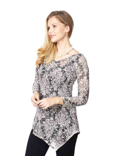 Tianello "Mirabella" Print Knit Burnout Jacquard "Toni" Tunic-Wash