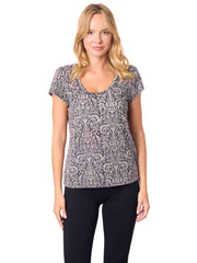 Tianello "Nelli" Printed Cotton Knit Burnout "Daily Tee"