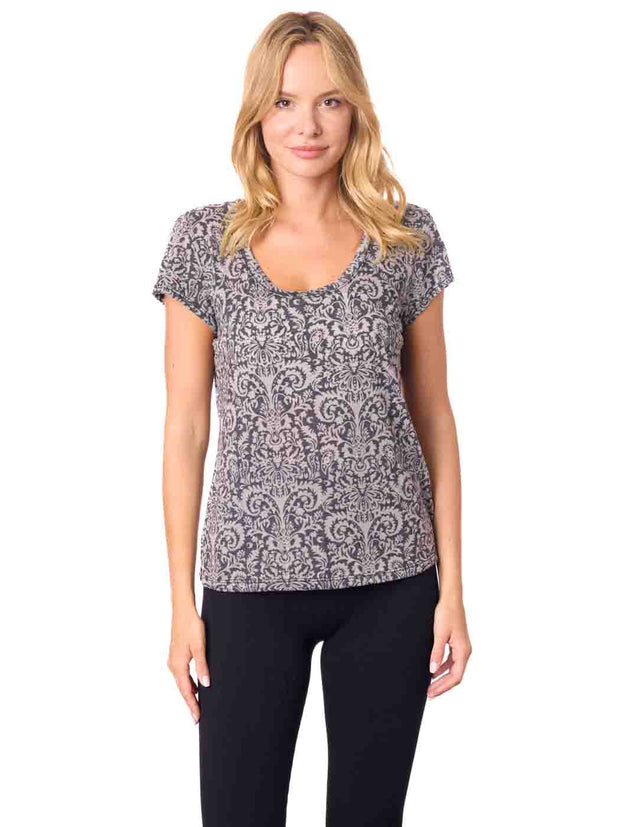Tianello "Nelli" Printed Cotton Knit Burnout "Daily Tee"