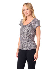 Tianello "Nelli" Printed Cotton Knit Burnout "Daily Tee"