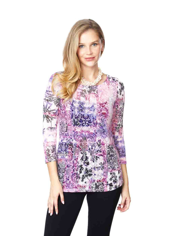 Tianello Print "Noah" Cotton Burnout "Ballet" Tee-Wash