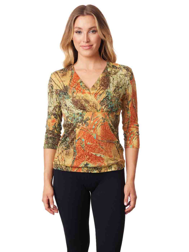 Tianello Print "Prima Allure" Cotton Burnout KNIT "Starla" Blouse