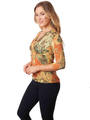 Tianello Print "Prima Allure" Cotton Burnout KNIT "Starla" Blouse
