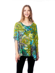 Tianello "Prima Feather" Print Cotton Burnout "Chili" Tunic-Keyshia Yellow