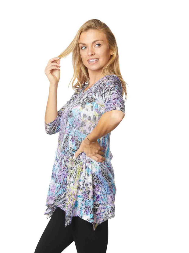 Tianello "Prima Jungle" Print Cotton Burnout "Asbury" Tunic-Wash