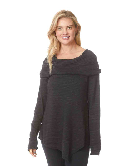 Tianello Pique Knit Jersey Jacquard "Toni Cowl Tunic"-Black