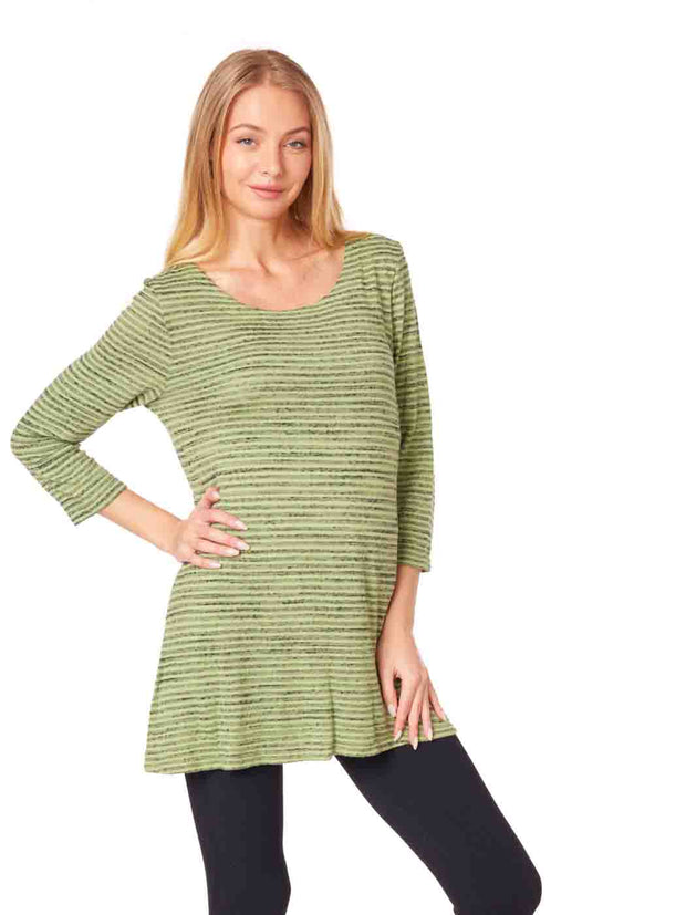 Tianello "Pique'" Knit Jersey Jacquard "Mara" Tunic-Basil