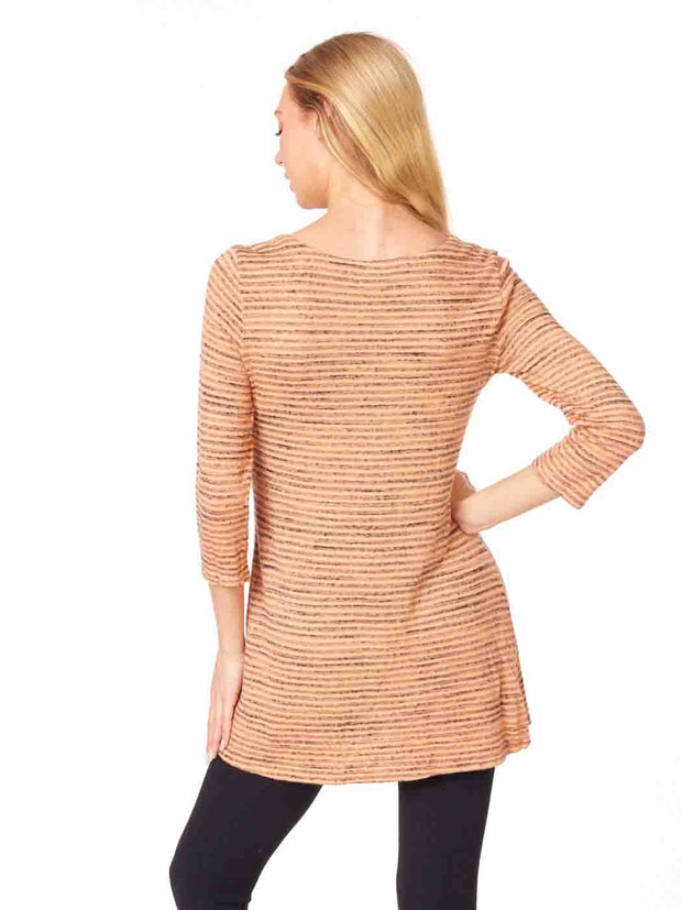 Tianello "Pique'" Knit Jersey Jacquard "Mara" Tunic-Orange Cream