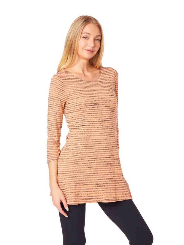 Tianello "Pique'" Knit Jersey Jacquard "Mara" Tunic-Orange Cream