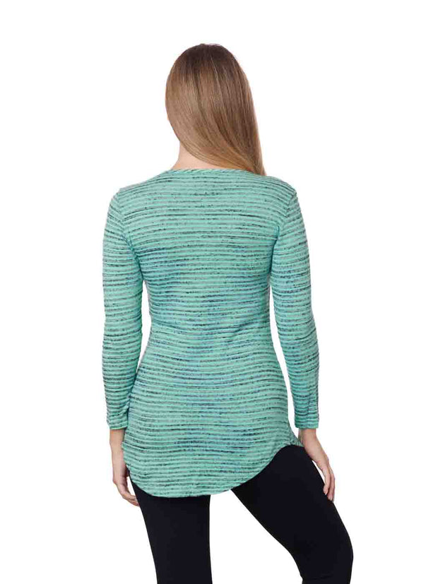 Tianello "VIVA" Knit Jacquard L.S. "Koi" Tunic - AQUA