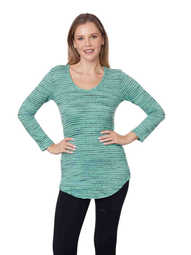 Tianello "VIVA" Knit Jacquard L.S. "Koi" Tunic - AQUA