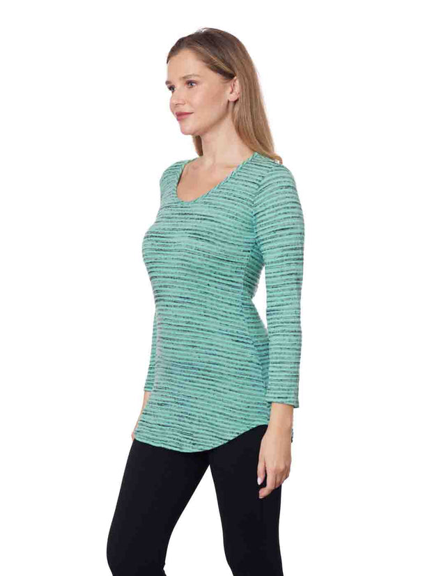 Tianello "VIVA" Knit Jacquard L.S. "Koi" Tunic - AQUA