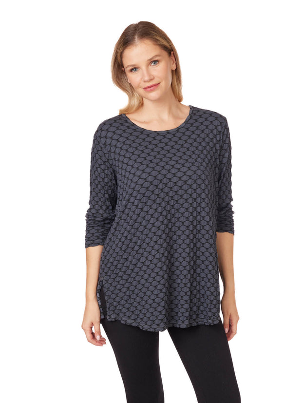 Tianello Honeycomb Knit Jersey "Martha" Blouse-Coal