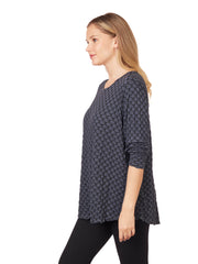 Tianello Honeycomb Knit Jersey "Martha" Blouse-Coal