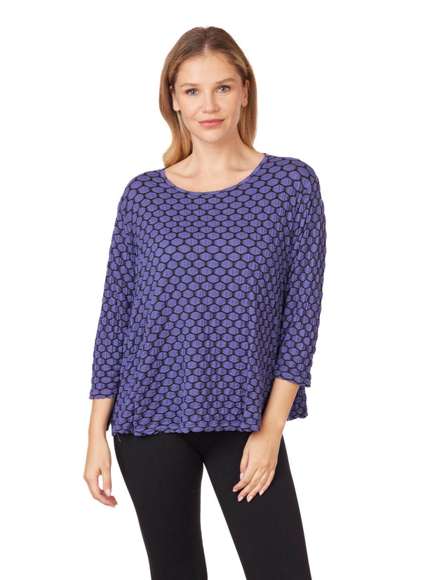Tianello Honeycomb Knit Jersey "Martha" Blouse-Dusty Lilac