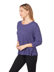 Tianello Honeycomb Knit Jersey "Martha" Blouse-Dusty Lilac