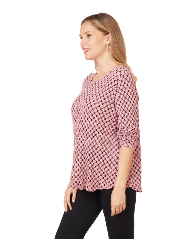 Tianello Honeycomb Knit Jersey "Martha" Blouse-(Oversized Fit)-Pretty Pink