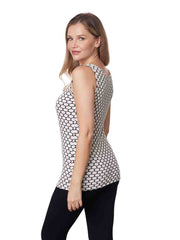 Tianello Plus Sized Taupe "Honeycomb" Knit Jacquard "Heidi" Tank 2X, 3X