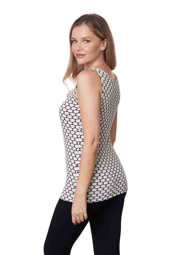 Tianello Plus Sized Taupe "Honeycomb" Knit Jacquard "Heidi" Tank 2X, 3X