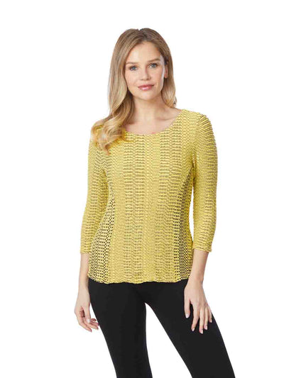 Tianello "Reka" Knit Jersey Jacquard "Ballet" Tee-Creamy Yellow