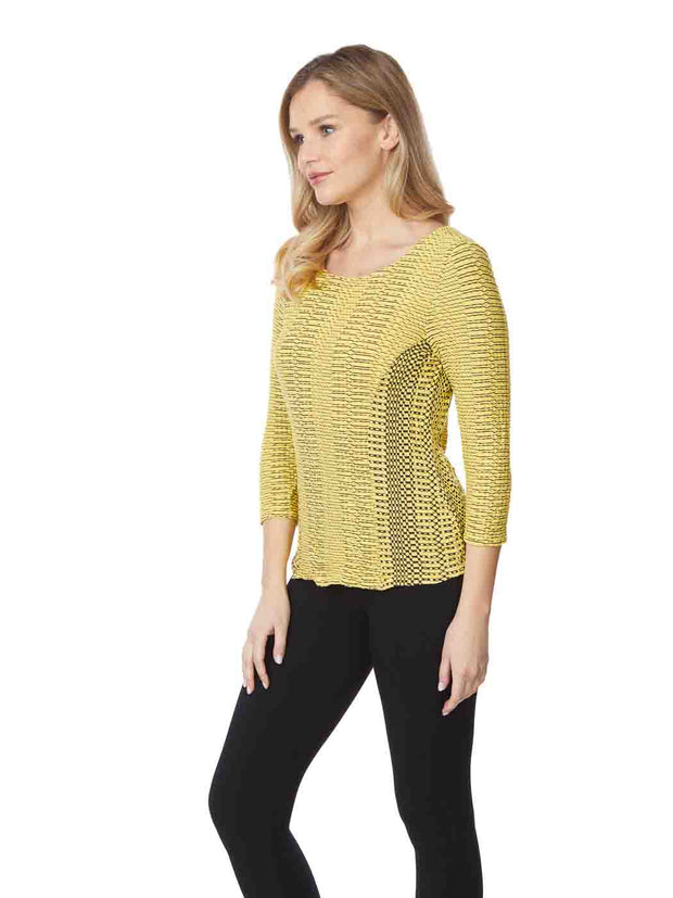 Tianello "Reka" Knit Jersey Jacquard "Ballet" Tee-Creamy Yellow