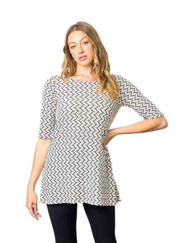 Tianello "Silvia" Knit Jacquard "LouAnn" Blouse
