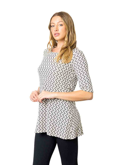 Tianello "Silvia" Knit Jacquard "LouAnn" Blouse