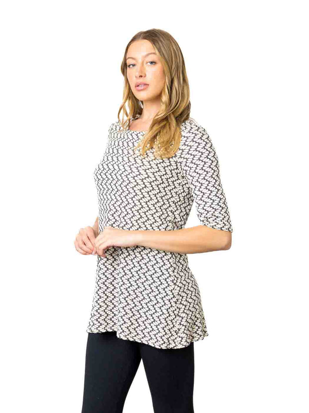 Tianello "Silvia" Knit Jacquard "LouAnn" Blouse
