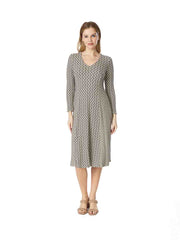 Tianello   "Semina" Knit Jacquard "Abrion"  Long Sleeved Dress-Line'