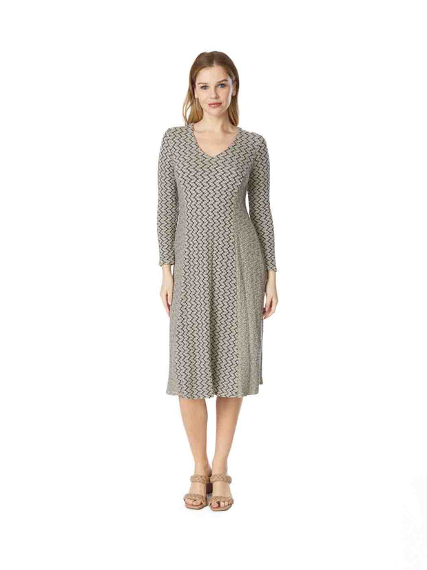 Tianello   "Semina" Knit Jacquard "Abrion"  Long Sleeved Dress-Line'