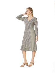 Tianello   "Semina" Knit Jacquard "Abrion"  Long Sleeved Dress-Line'