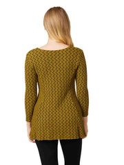 Tianello "Silvia" Taupe Knit Jacquard "Peyton" Tunic-Scottish Green