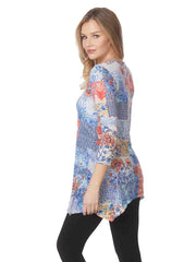 Tianello "Scarlet" Print Cotton Burnout "Asbury" Tunic-Wash