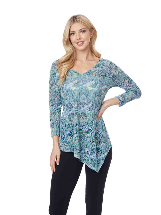 Tianello "Shailene" Print Knit Burnout "Toni" Tunic 