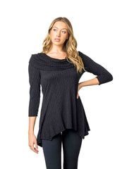 Tianello "Sequoia" Jacquard Knit Jersey "Siri" Cowl Tunic