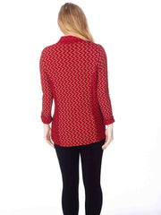 Tianello "Plus Sized"  Knit" Jersey Jacquard "Darene" Jacket-Pomegranate