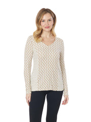 Tianello "Silvia" Taupe Knit Jacquard L.S. "Tesa" Tunic