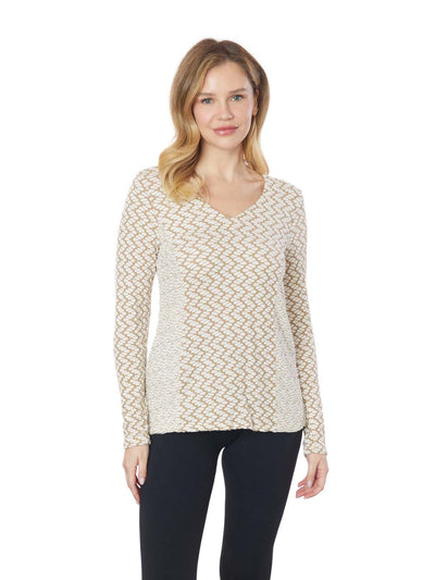 Tianello "Silvia" Taupe Knit Jacquard L.S. "Tesa" Tunic