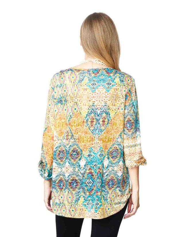 Tianello "Starry Night" Print Cotton Burn Out "Avlyne" Blouse-WASH