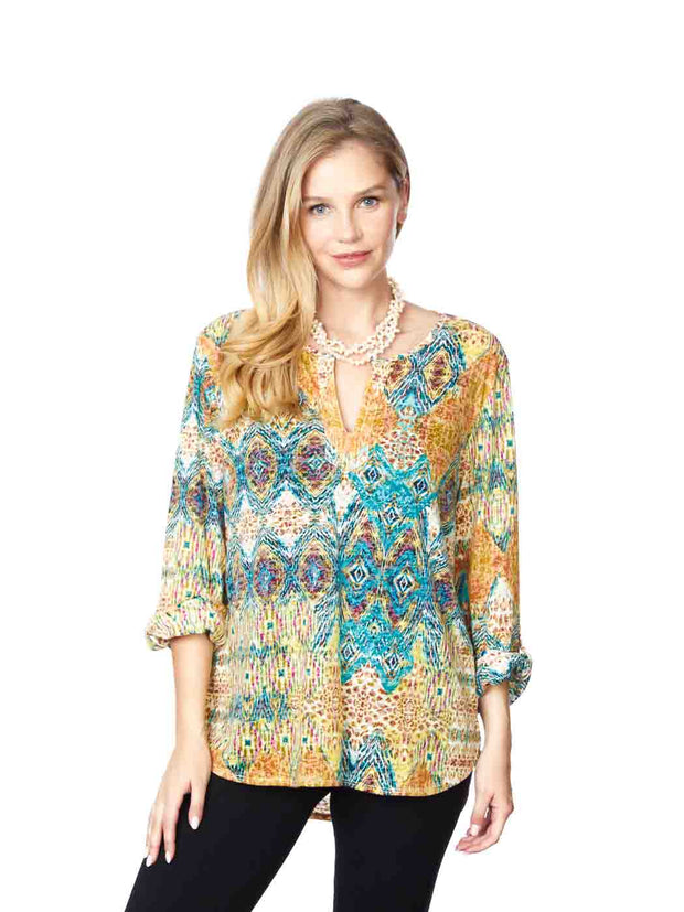 Tianello "Starry Night" Print Cotton Burn Out "Avlyne" Blouse-WASH