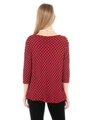 Honeycomb Knit Jersey "Martha" Blouse-Pomegranate
