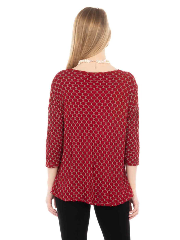 Honeycomb Knit Jersey "Martha" Blouse-Pomegranate