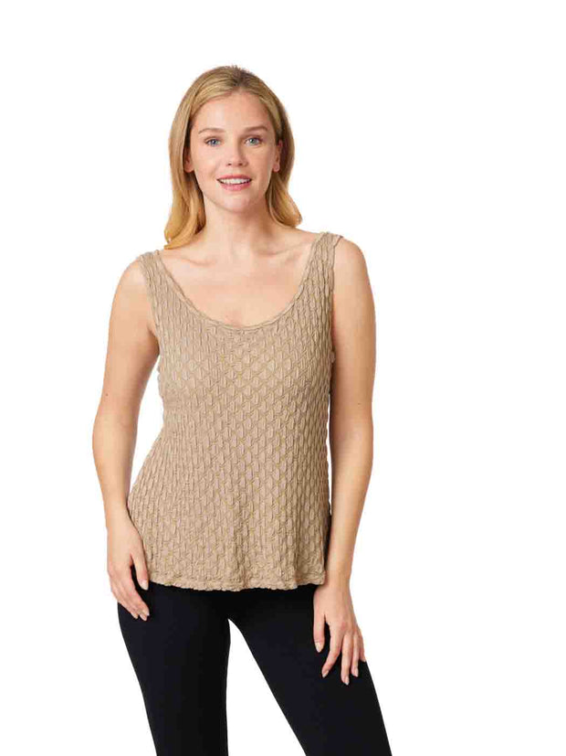 Tianello Taupe "HoneyComb" Knit "Heidie" Tank Top-Line"