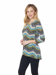 Tianello "Then" Print Knit Jersey Burnout "Livia" Tunic
