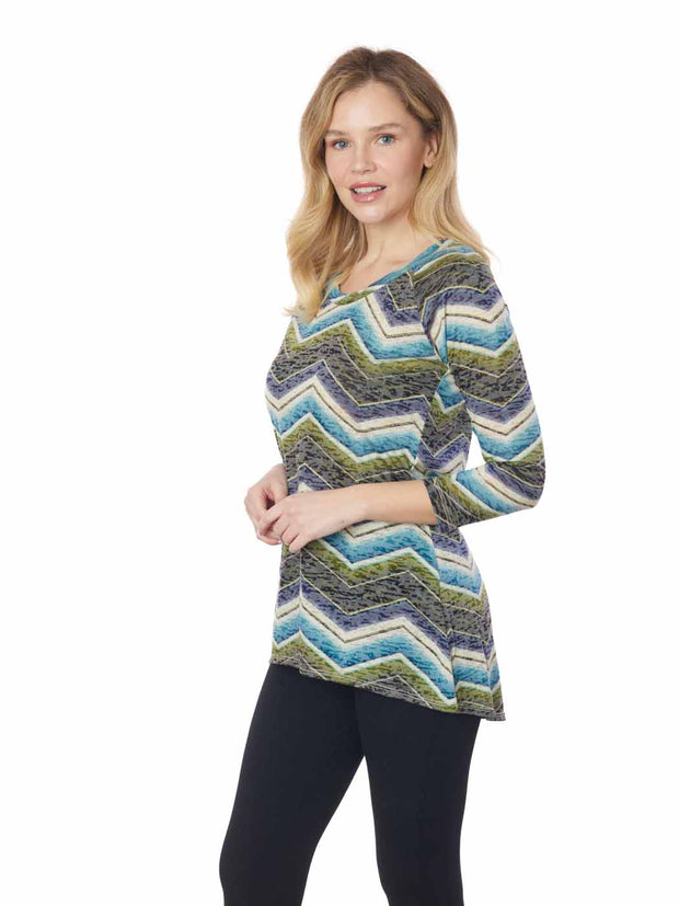 Tianello "Then" Print Knit Jersey Burnout "Livia" Tunic