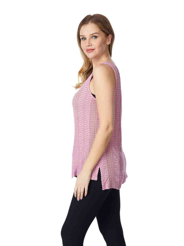 Tianello "REKA"  Knit Jacquard "Lemley" Long Tank-Rose Pink