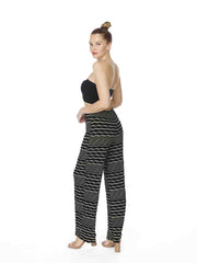 Tianello Taupe Stripe Knit Flood Pant-Black