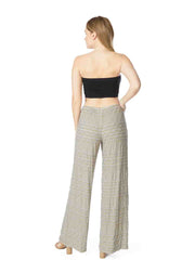 Tianello Taupe Stripe Knit Flood Pant-SLATE